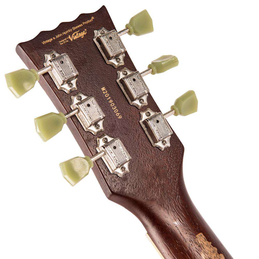 Vintage V100MRTSB ICON Electric Guitar ~ Distressed Tobacco Sunburst - Richards Guitars Of Stratford Upon Avon