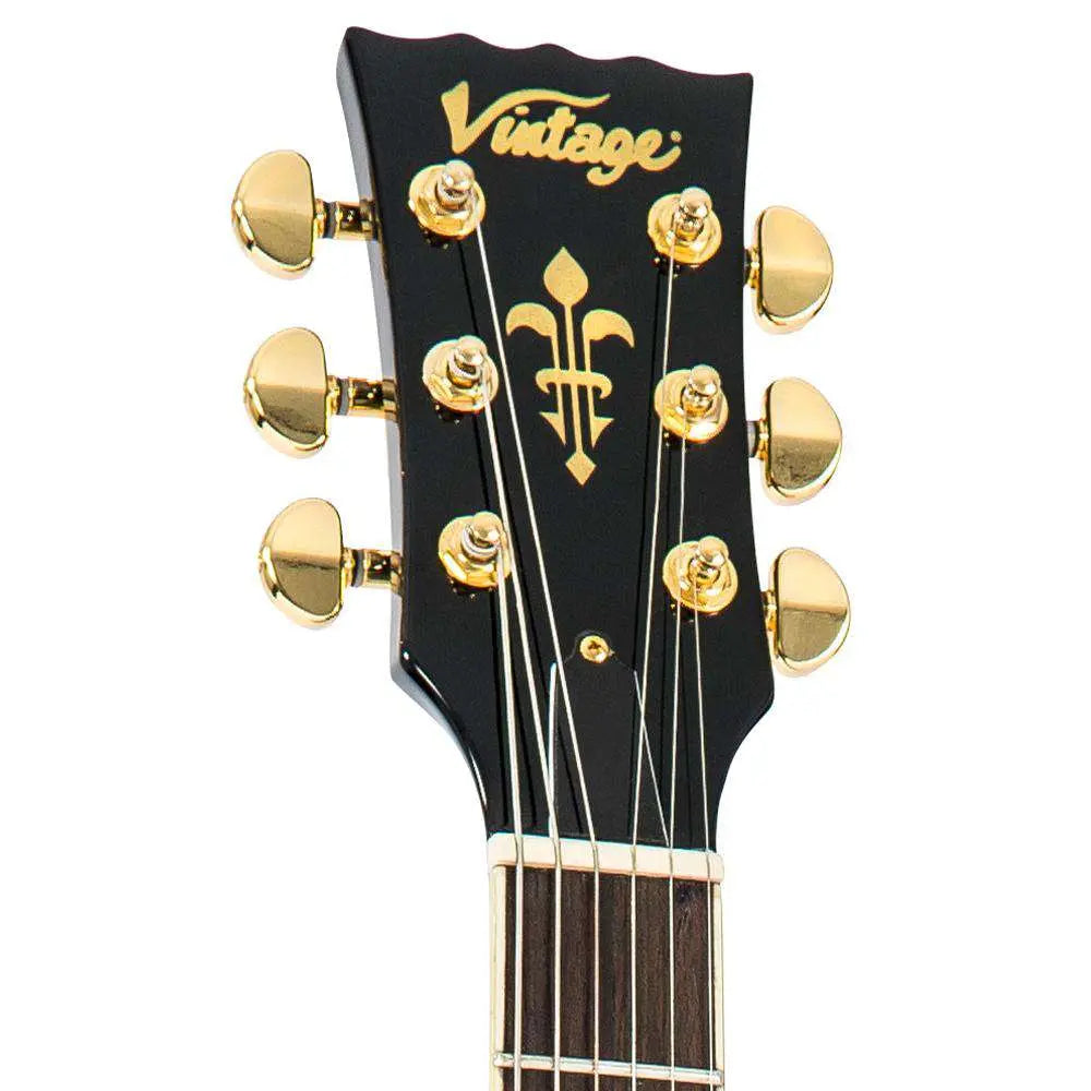 Vintage V100PBB ReIssued Electric Guitar w/W90 Pickups ~ Boulevard Black - Richards Guitars Of Stratford Upon Avon