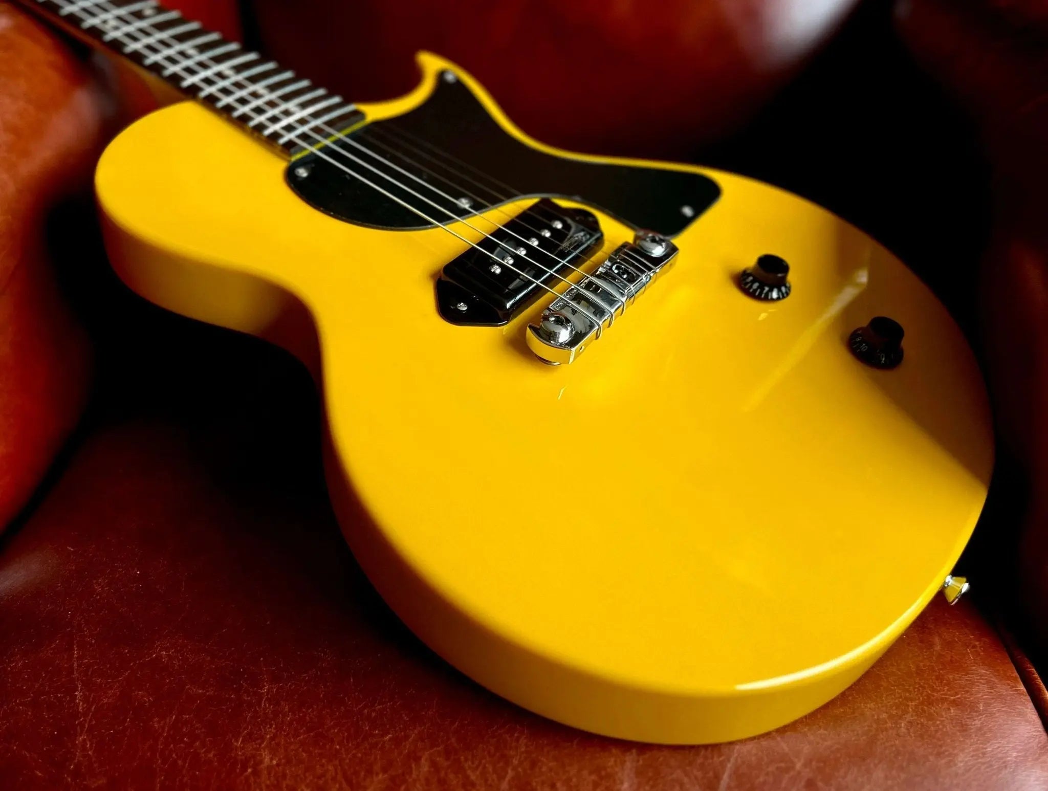 Vintage V120TVY ReIssued Electric Guitar ~ TV Yellow - Richards Guitars Of Stratford Upon Avon