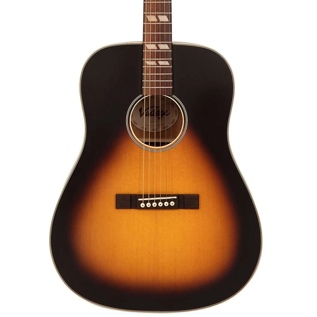 Vintage V140VSB Historic Series 'Dreadnought' Acoustic Guitar ~ Vintage Sunburst - Richards Guitars Of Stratford Upon Avon