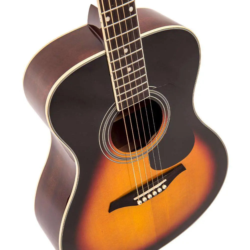 Vintage V300 Acoustic Folk Guitar ~ Vintage Sunburst - Richards Guitars Of Stratford Upon Avon