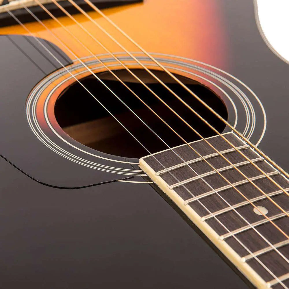 Vintage V300 Acoustic Folk Guitar ~ Vintage Sunburst - Richards Guitars Of Stratford Upon Avon