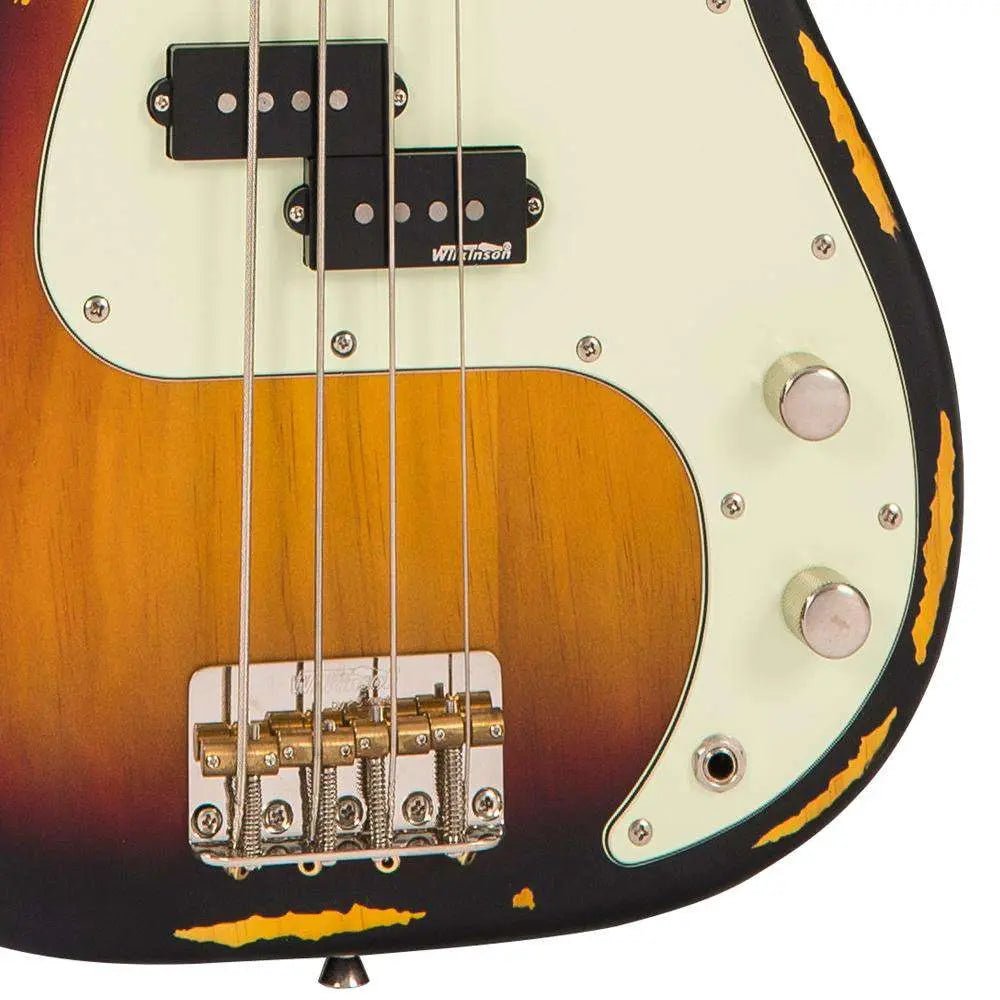 Vintage V4 ICON Bass ~ Distressed Sunset Sunburst - Richards Guitars Of Stratford Upon Avon