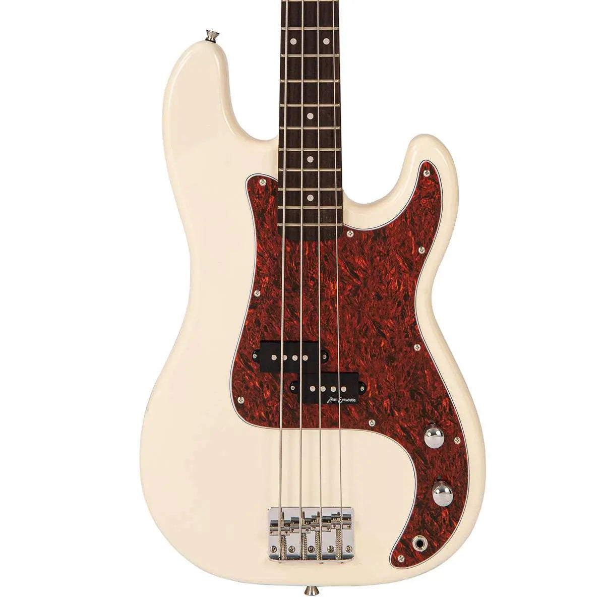 Vintage V40 Coaster Series Bass Guitar ~ Vintage White - Richards Guitars Of Stratford Upon Avon