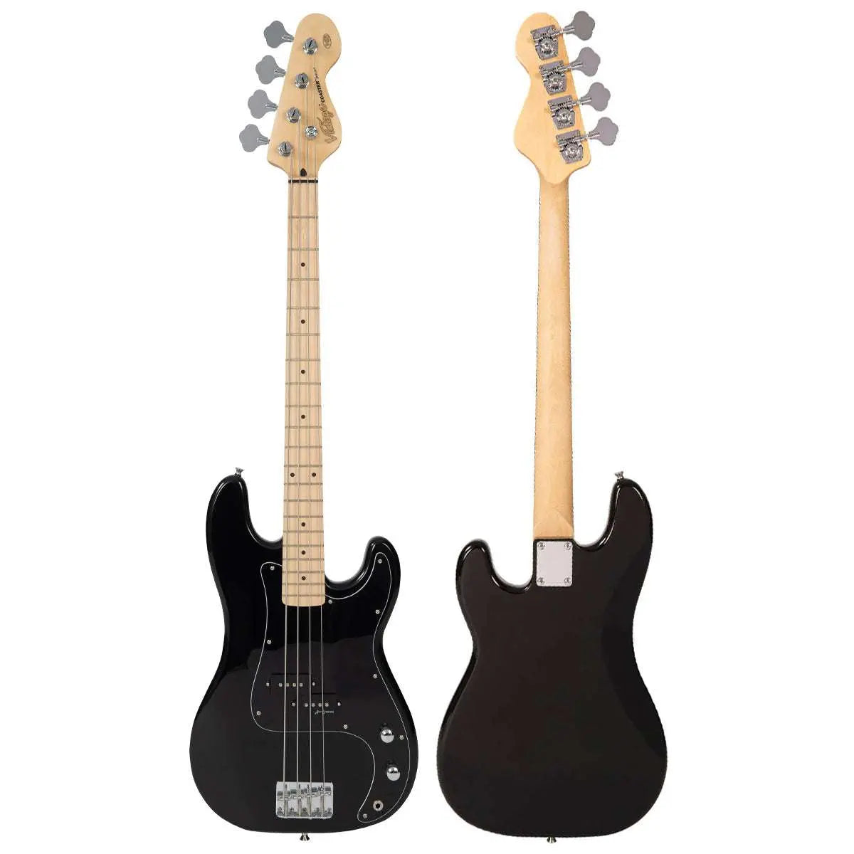 Vintage V40 Maple Coaster Series Bass Guitar Pack ~ Boulevard Black - Richards Guitars Of Stratford Upon Avon
