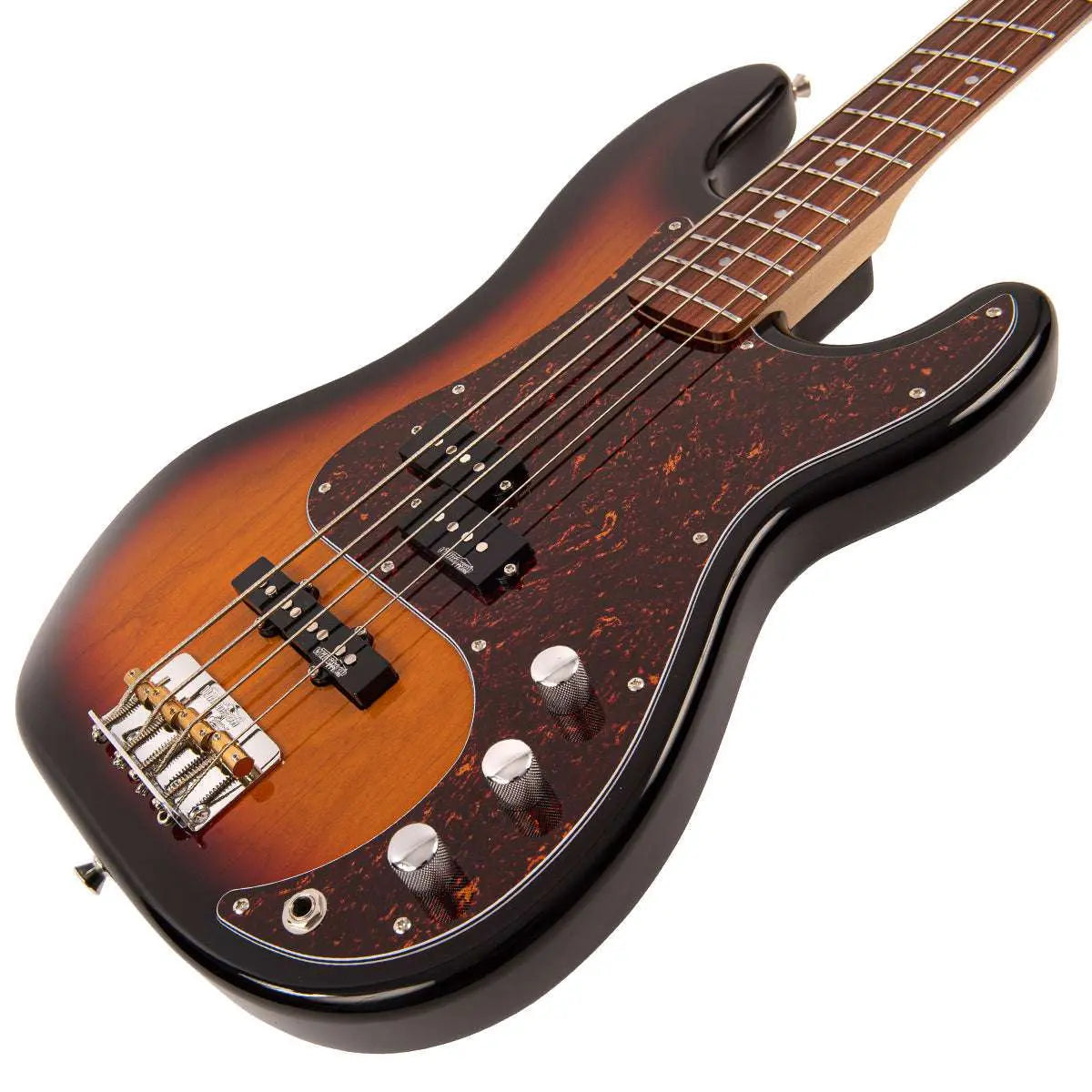 Vintage V42 ReIssued Bass Guitar ~ 3 Tone Sunburst - Richards Guitars Of Stratford Upon Avon