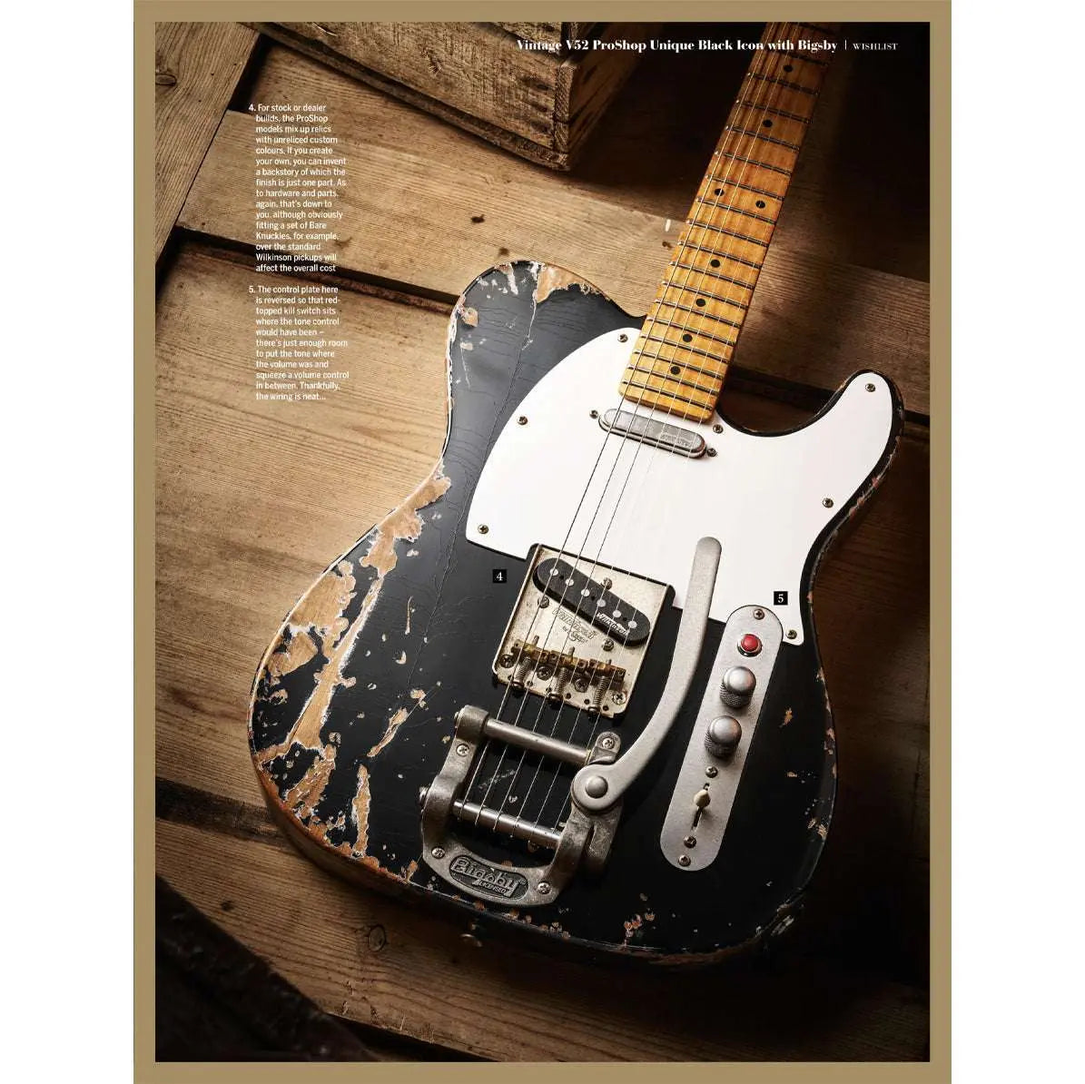 Vintage V52 ProShop Unique - Black Icon with Bigsby - Richards Guitars Of Stratford Upon Avon