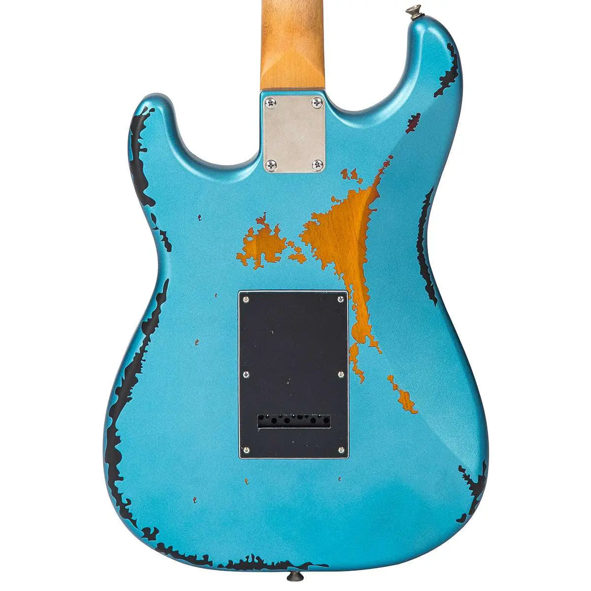 Vintage V6 ICON Electric Guitar ~ Distressed Gun Hill Blue Over Sunburst - Richards Guitars Of Stratford Upon Avon