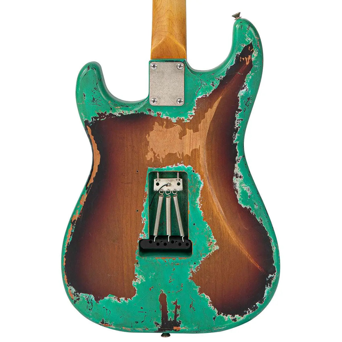Vintage V6 ProShop Unique ~ Ventura Green over Tobacco Sunburst - Richards Guitars Of Stratford Upon Avon