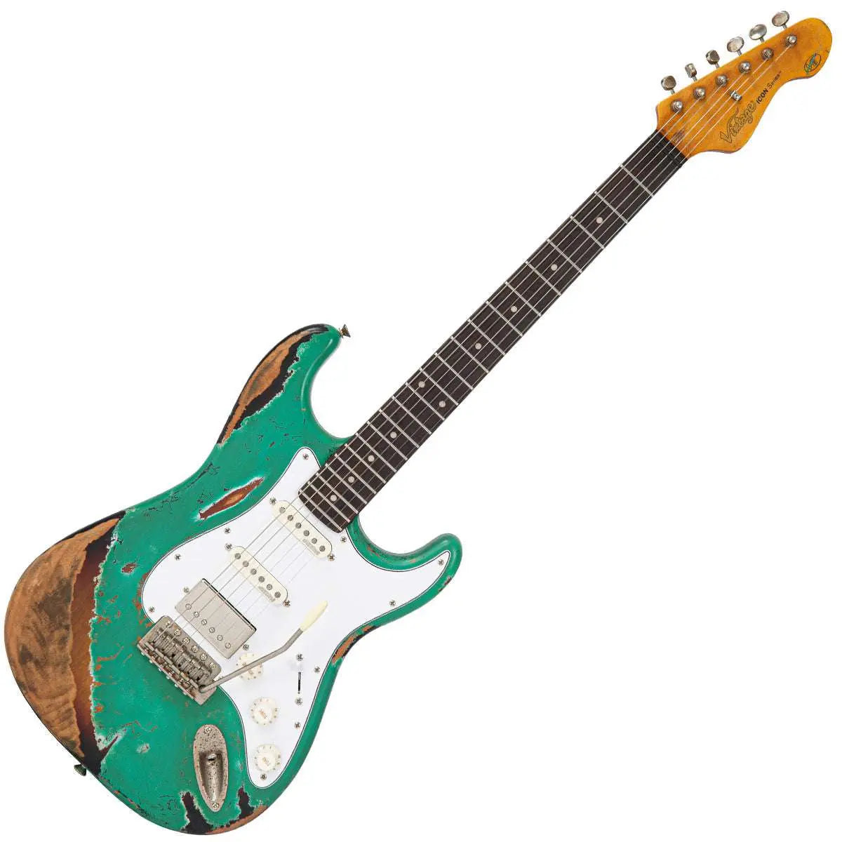 Vintage V6 ProShop Unique ~ Ventura Green over Tobacco Sunburst - Richards Guitars Of Stratford Upon Avon