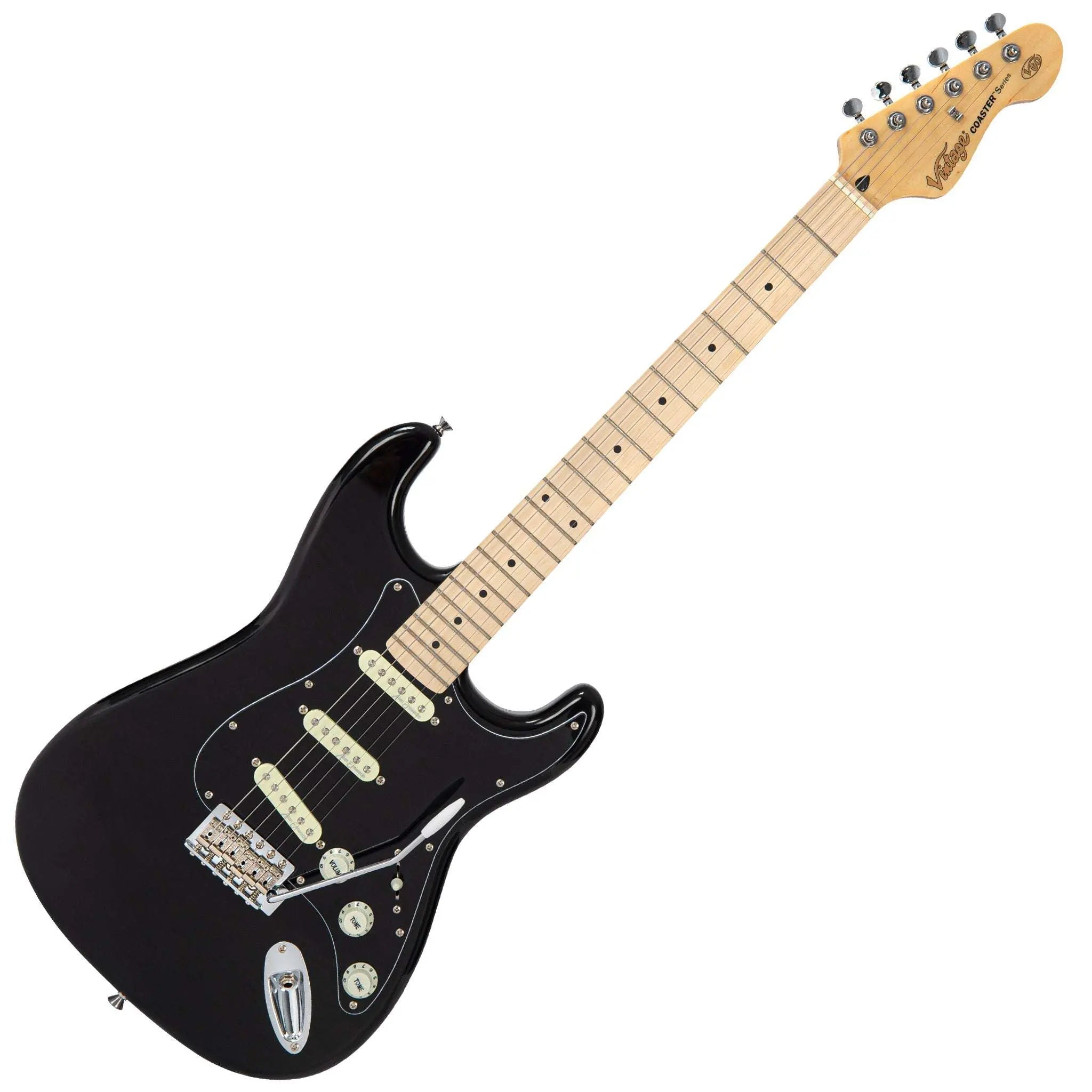 Vintage V60 Maple Coaster Series Electric Guitar Pack ~ Boulevard Black - Richards Guitars Of Stratford Upon Avon