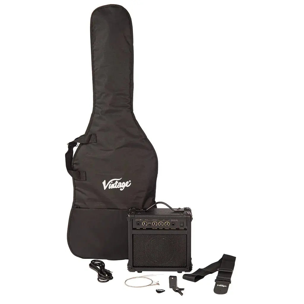 Vintage V69 Coaster Series Electric Guitar Pack ~ Gloss Black - Richards Guitars Of Stratford Upon Avon