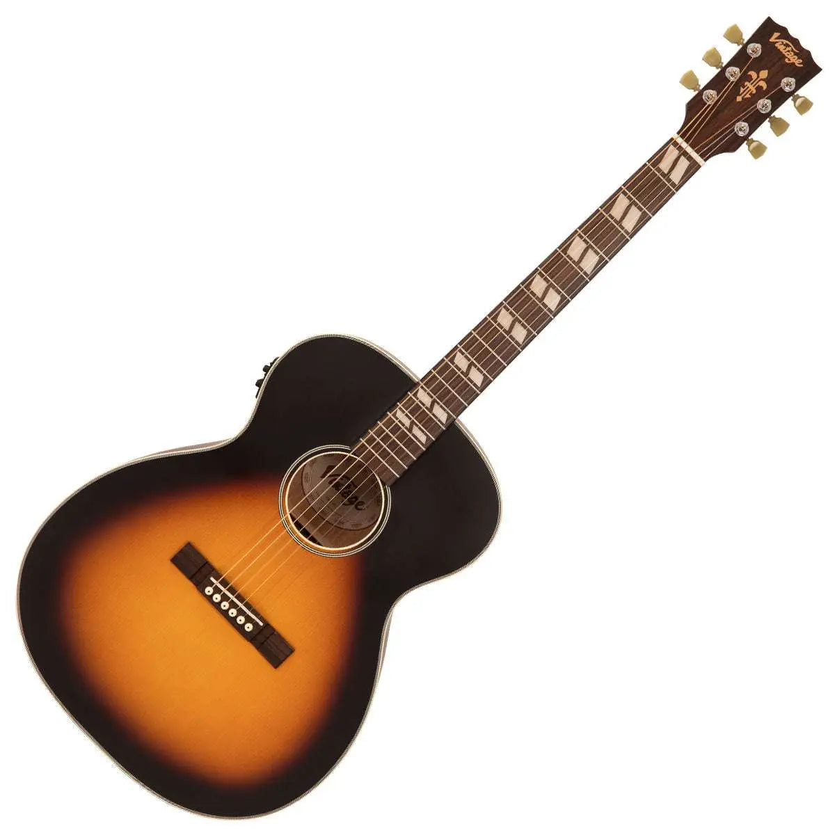 Vintage VE150VSB Historic Series 'Orchestra' Electro - Acoustic Guitar ~ Vintage Sunburst - Richards Guitars Of Stratford Upon Avon