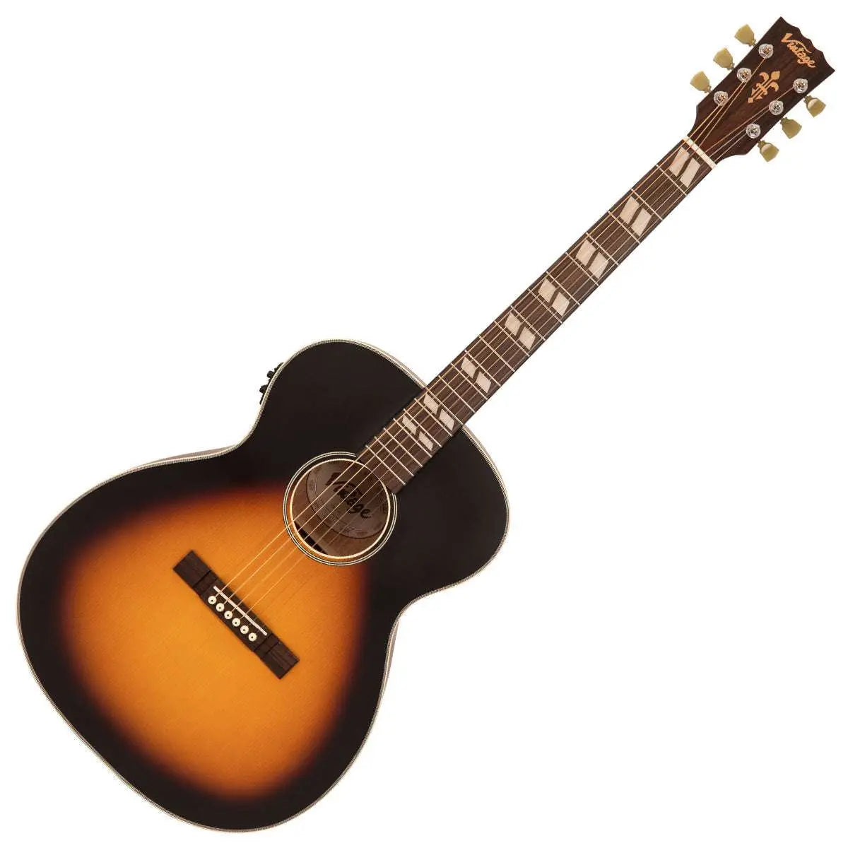 Vintage VE150VSB Historic Series 'Orchestra' Electro - Acoustic Guitar ~ Vintage Sunburst - Richards Guitars Of Stratford Upon Avon