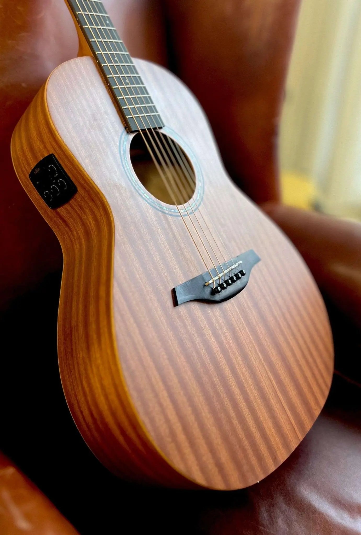 Vintage VE800MH Mahogany Series 'Parlour' Electro - Acoustic Guitar ~ Satin Mahogany - Richards Guitars Of Stratford Upon Avon