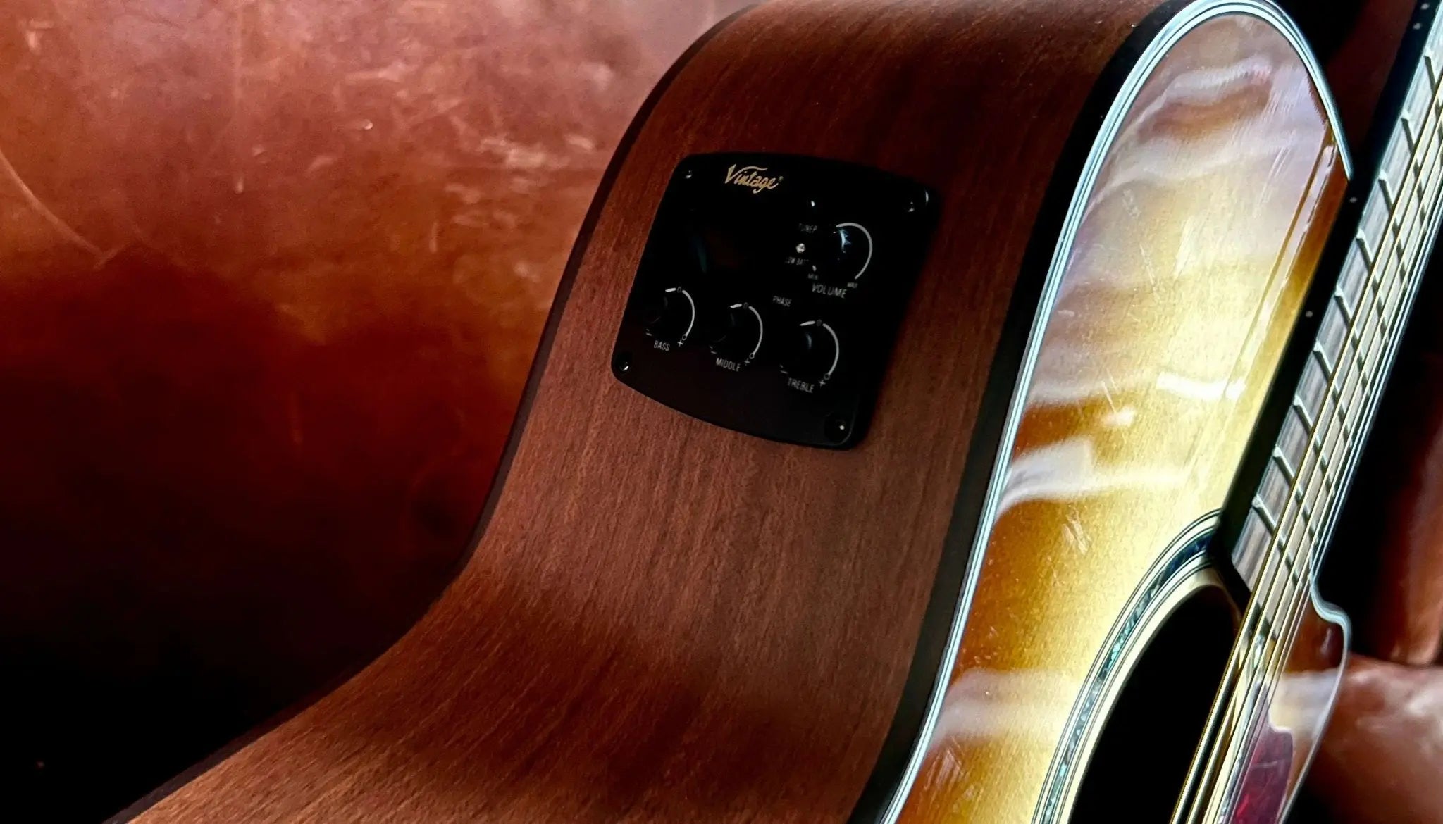 Vintage VGA990 Electro - Acoustic Sweetwater Guitar ~ Sunburst - Richards Guitars Of Stratford Upon Avon