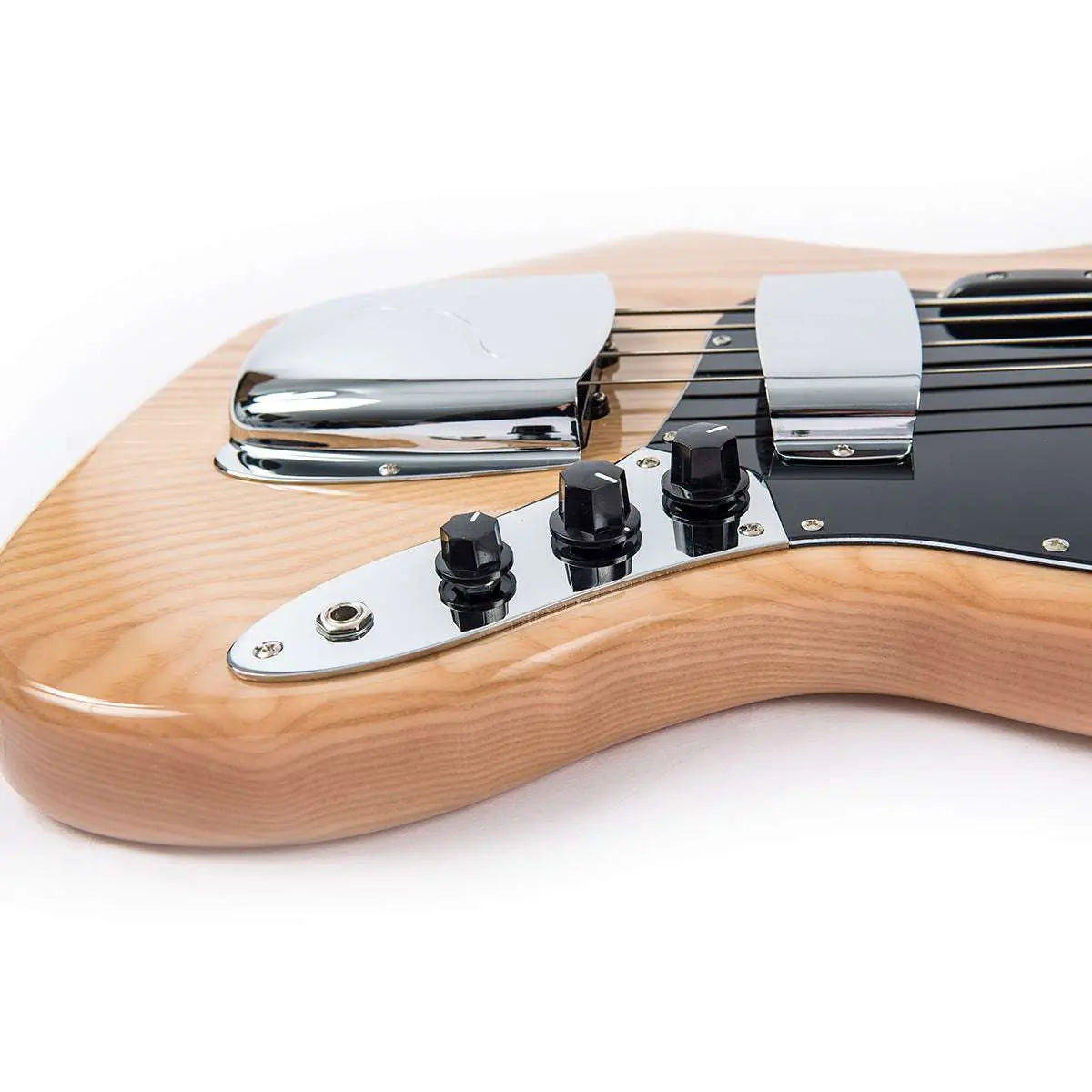 Vintage VJ74 ReIssued Maple Fingerboard Bass ~ Natural Ash - Richards Guitars Of Stratford Upon Avon