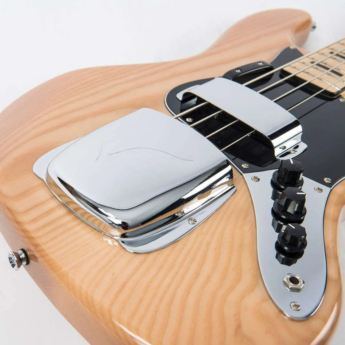 Vintage VJ74 ReIssued Maple Fingerboard Bass ~ Natural Ash - Richards Guitars Of Stratford Upon Avon