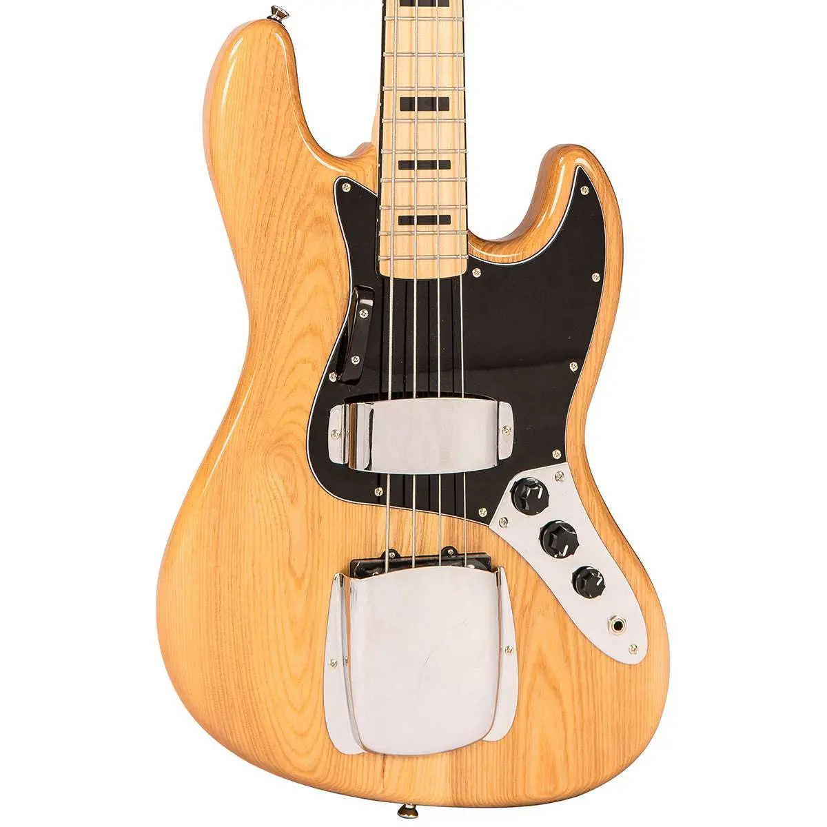 Vintage VJ74 ReIssued Maple Fingerboard Bass ~ Natural Ash - Richards Guitars Of Stratford Upon Avon