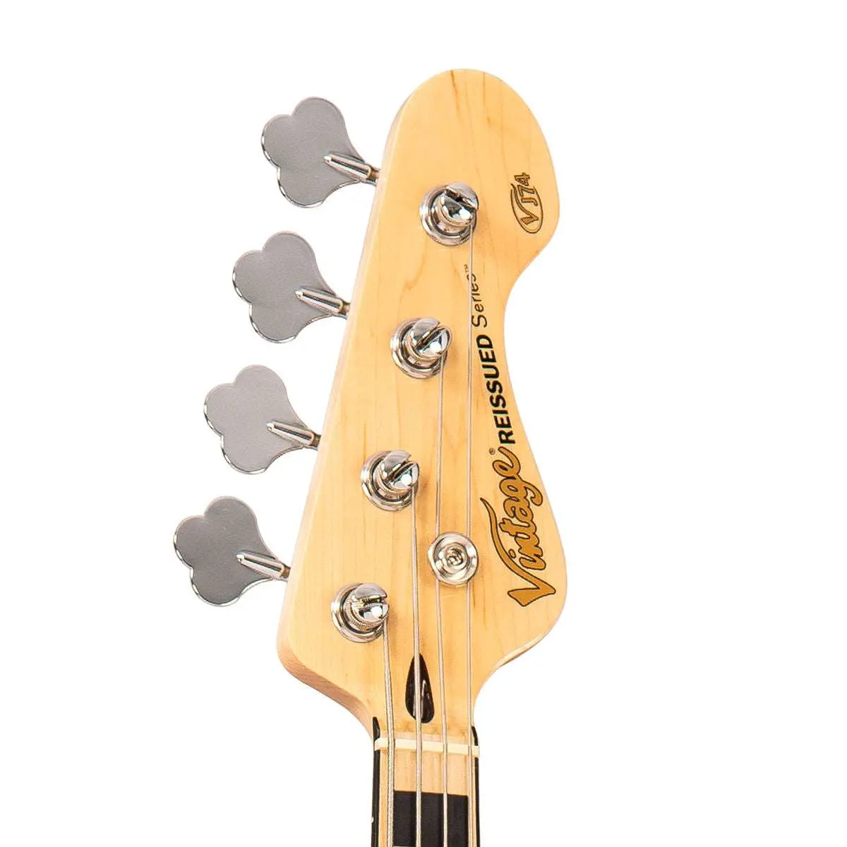 Vintage VJ74 ReIssued Maple Fingerboard Bass ~ Natural Ash - Richards Guitars Of Stratford Upon Avon