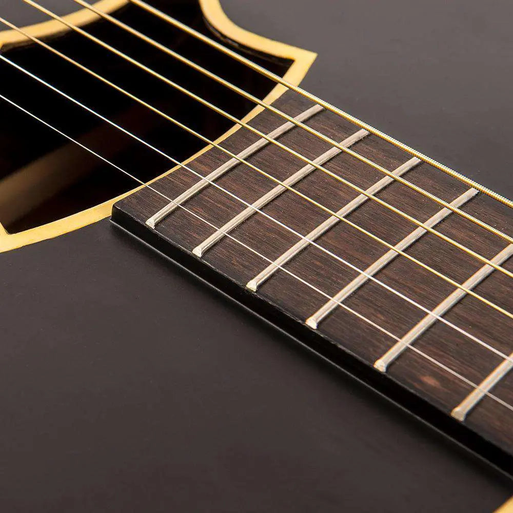 Vintage VRA900EA 'Raven' Paul Brett Electro - Acoustic Guitar ~ Satin Black - Richards Guitars Of Stratford Upon Avon