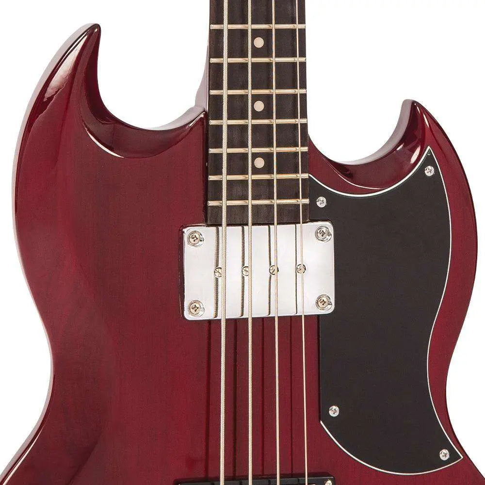 Vintage VS4 ReIssued Bass Guitar ~ Cherry Red - Richards Guitars Of Stratford Upon Avon