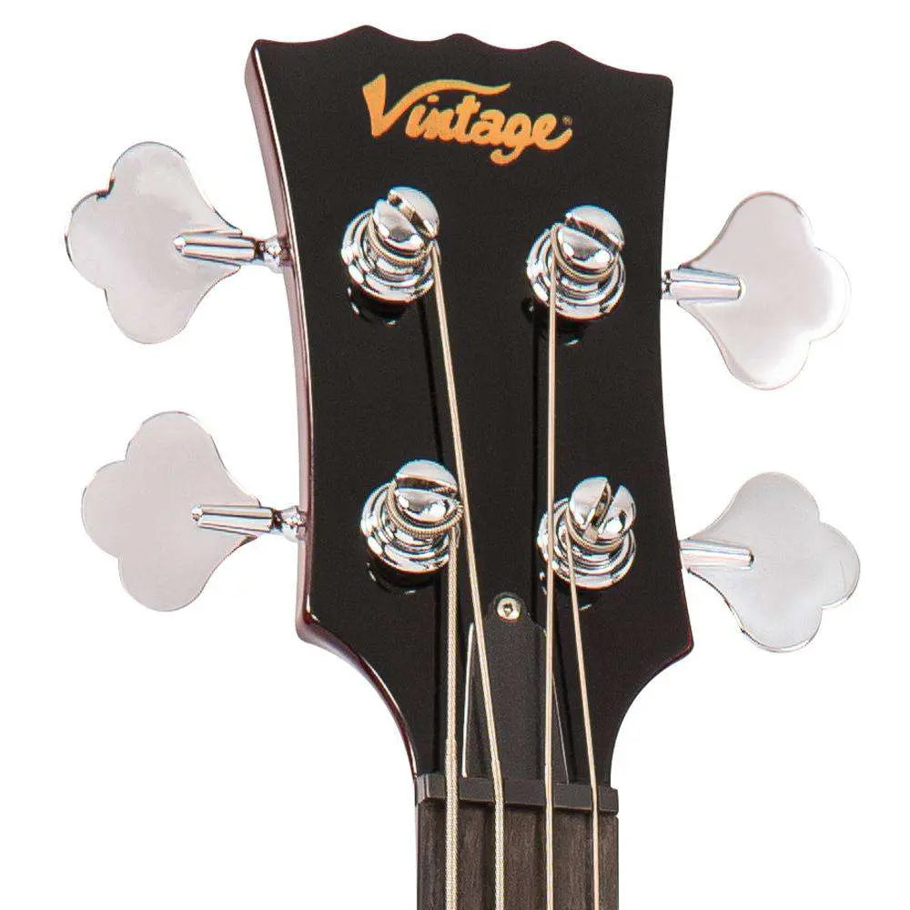 Vintage VS4 ReIssued Bass Guitar ~ Cherry Red - Richards Guitars Of Stratford Upon Avon