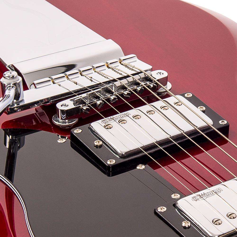 Vintage VS6V ReIssued with vintage style Vibrato ~ Cherry Red - Richards Guitars Of Stratford Upon Avon