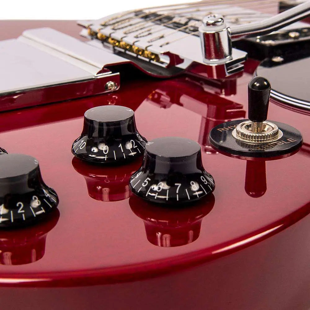 Vintage VS6V ReIssued with vintage style Vibrato ~ Cherry Red - Richards Guitars Of Stratford Upon Avon