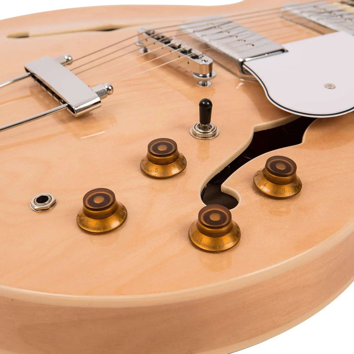 Vintage VSA500P ReIssued Semi Acoustic Guitar ~ Natural Maple - Richards Guitars Of Stratford Upon Avon