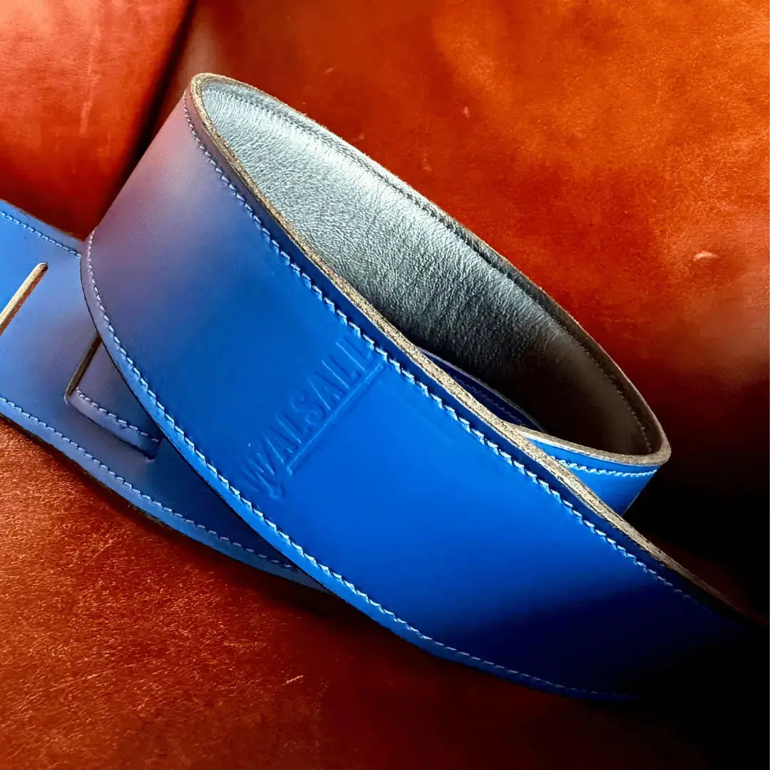 Buy Walsall Hand Made Premium Padded Bridle Leather Guitar Strap Bluebell
