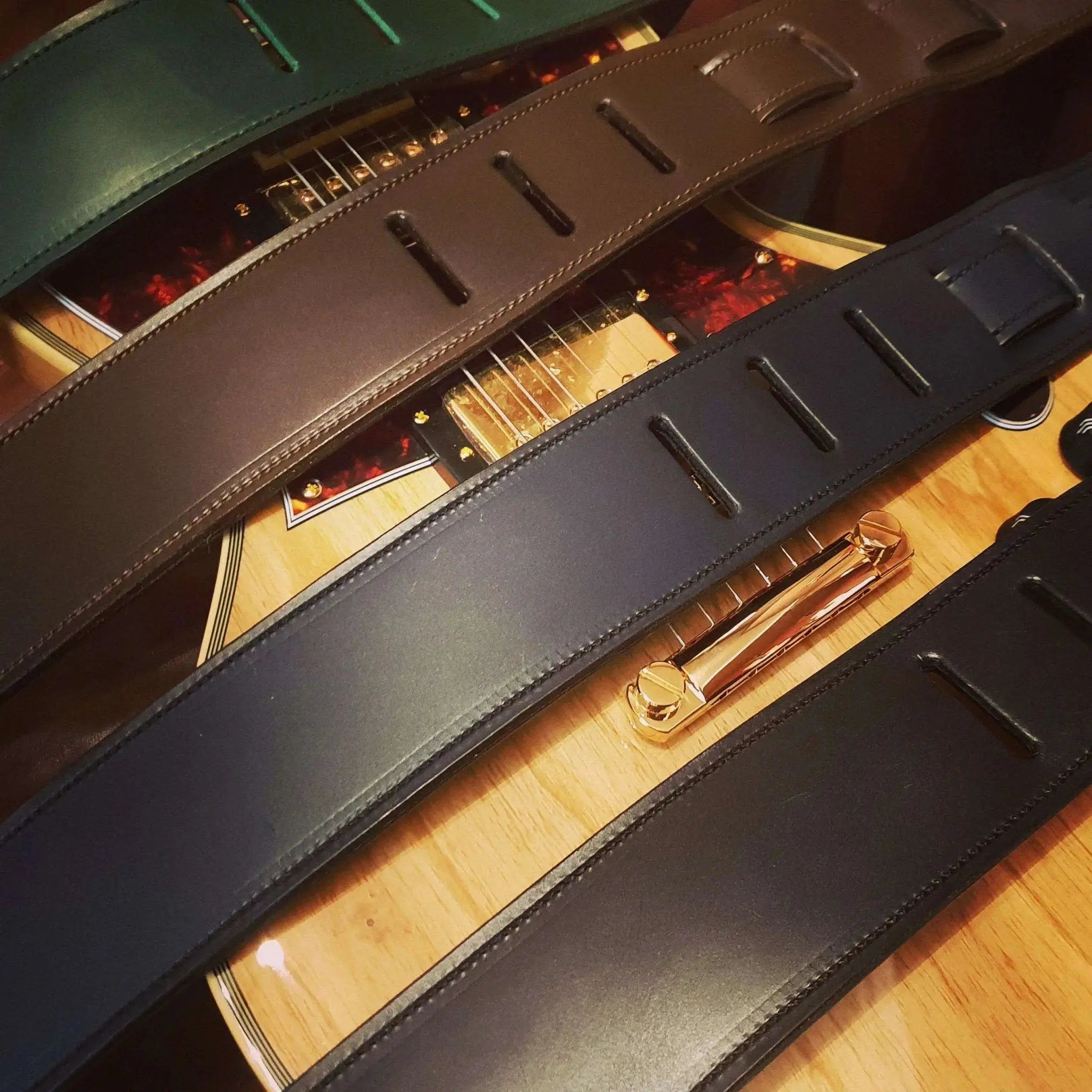 Buy Walsall Hand Made Premium Padded Bridle Leather Guitar Strap:Deep Blue w' Blue Stitch