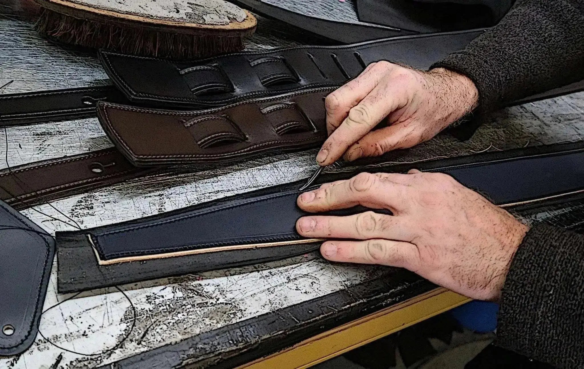 Walsall Hand Made Premium Padded Bridle Leather Guitar Strap ( Just £79 when bought with a guitar saving £40) - Richards Guitars Of Stratford Upon Avon