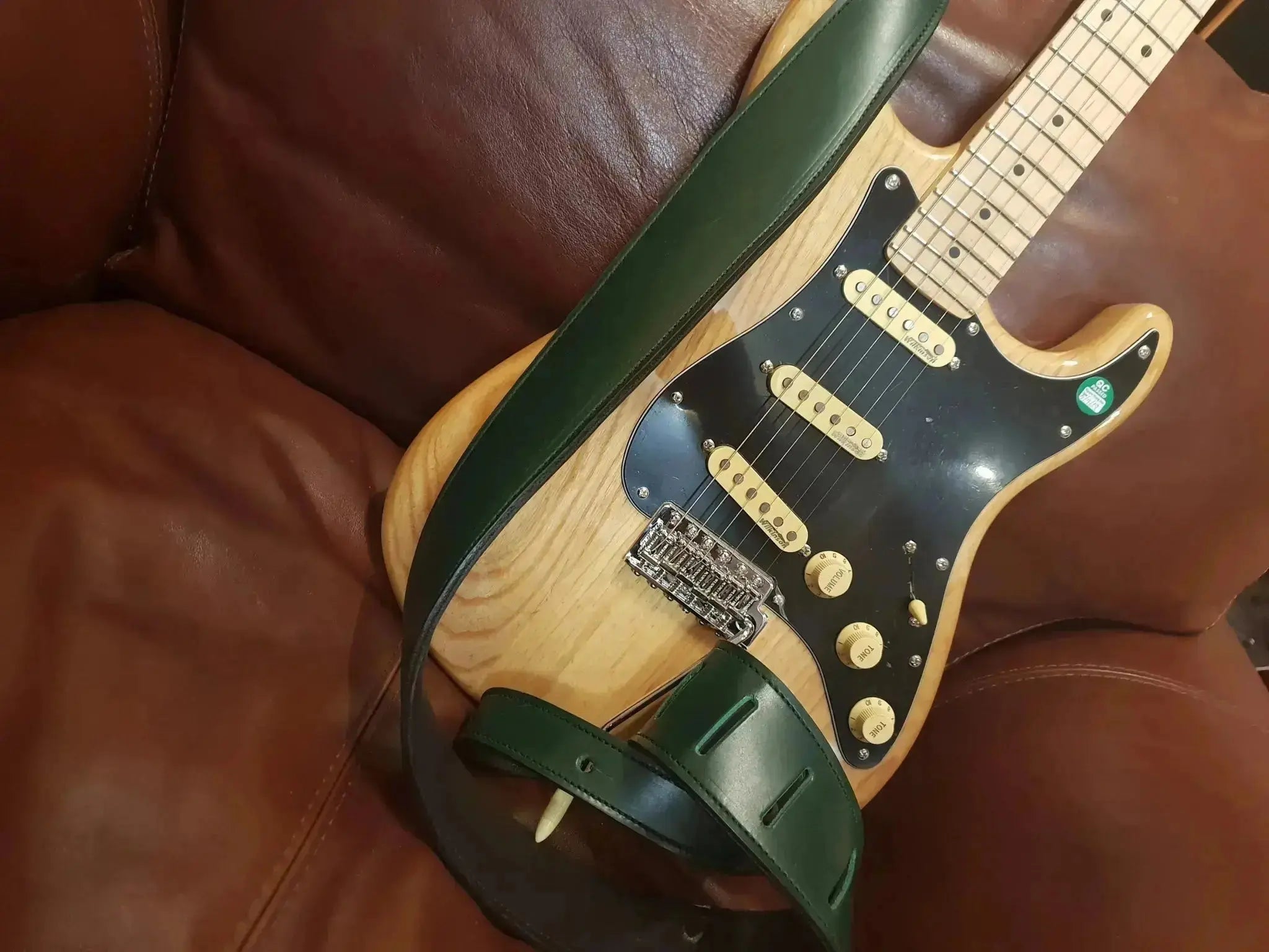 Buy Walsall Hand Made Premium Padded Bridle Leather Guitar Leaf Green