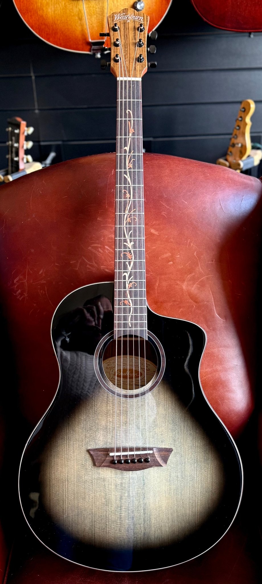 Washburn Bella Tono VITE - S9V - Gloss Charcoal Burst Electro Acoustic Guitar w' £225 Custom Pro Setup & Support Package - Richards Guitars Of Stratford Upon Avon