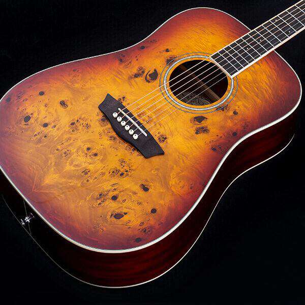 Washburn BURL D - Dreadnought - Amber Fade Electro Acoustic Guitar - Richards Guitars Of Stratford Upon Avon