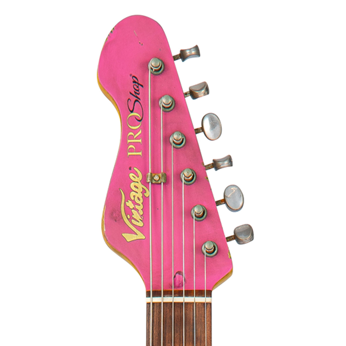SOLD -  Vintage V65 ProShop Custom-Build ~ Heavy Distress ~ Bubblegum Pink Over Sunburst, Electric Guitars for sale at Richards Guitars.