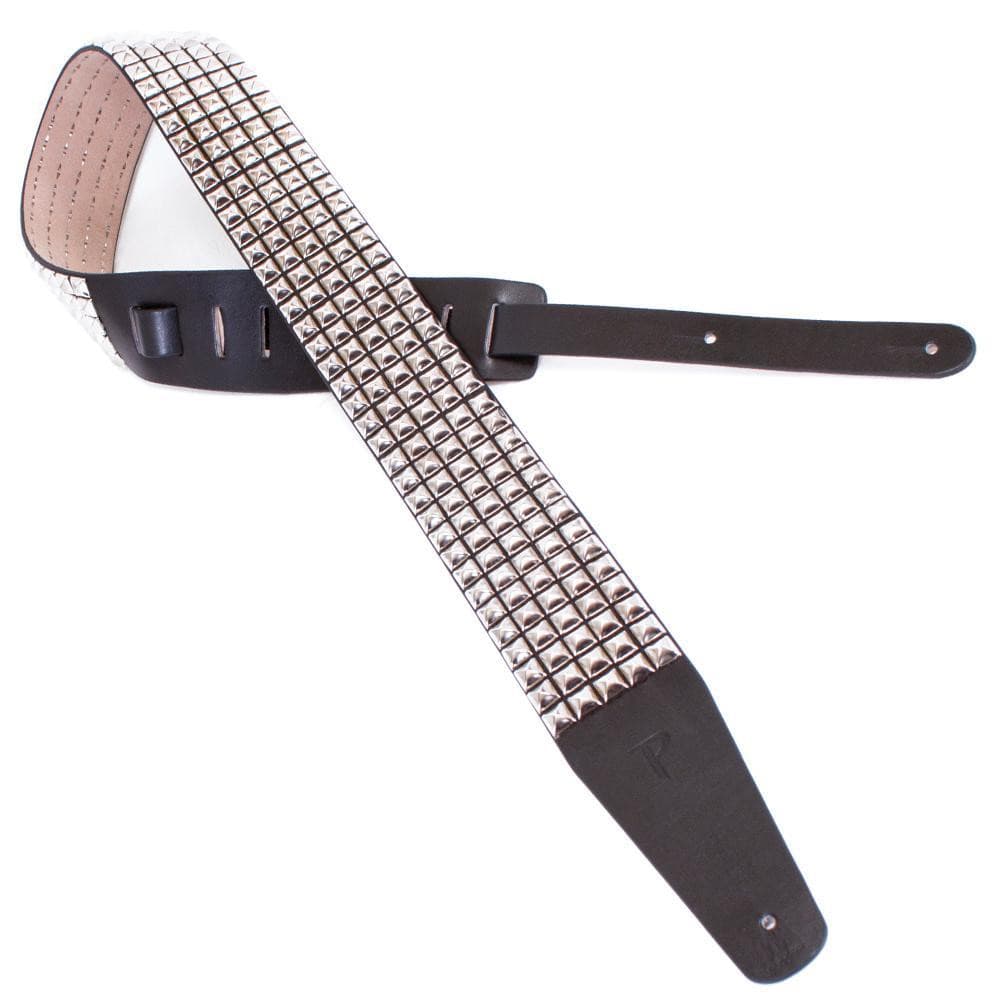 Perris Studded Leather Guitar Strap ~ Silver, Accessory for sale at Richards Guitars.