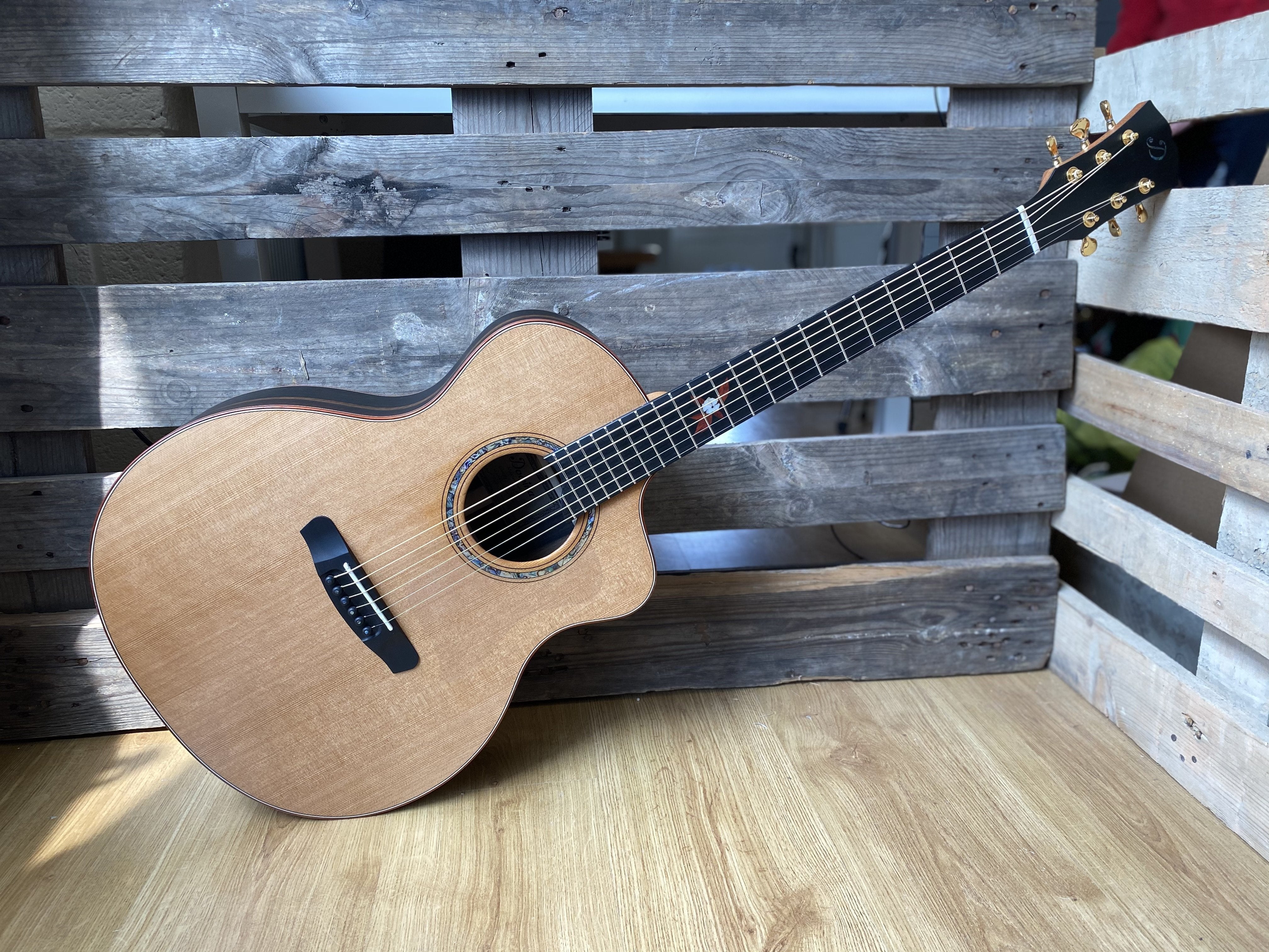 Dowina Figured Ebony GAC Deluxe Masters With Torrifed Swiss Moon Spruce Top, Acoustic Guitar for sale at Richards Guitars.