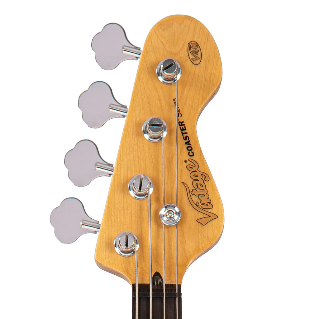 Vintage V40 Coaster Series Bass Guitar ~ Candy Apple Blue, Bass Guitar for sale at Richards Guitars.