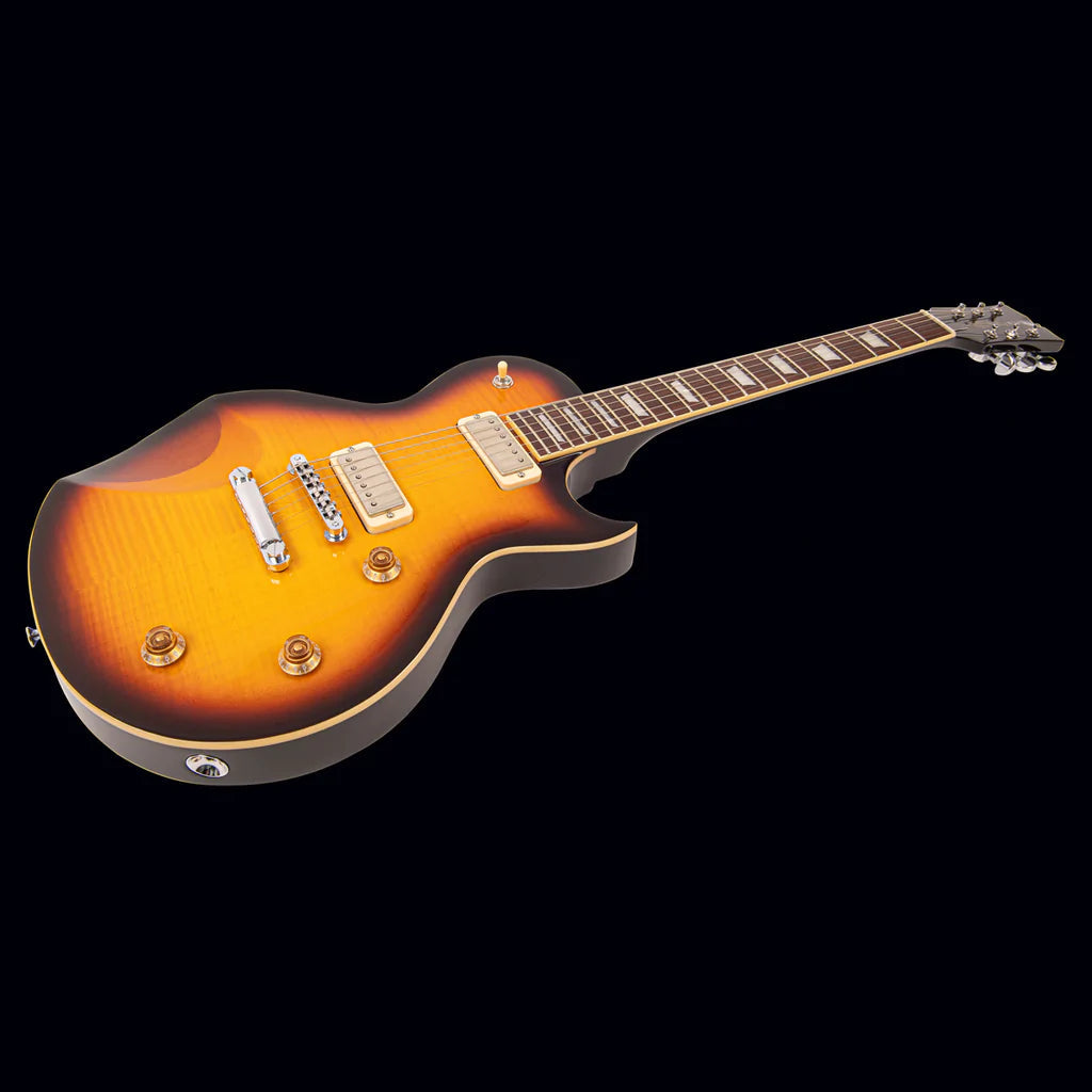 FRET KING ECLAT CUSTOM GUITAR - FLAMED TOBACCO SUNBURST  (Includes Our £85 Pro Setup Free), Electric Guitar for sale at Richards Guitars.