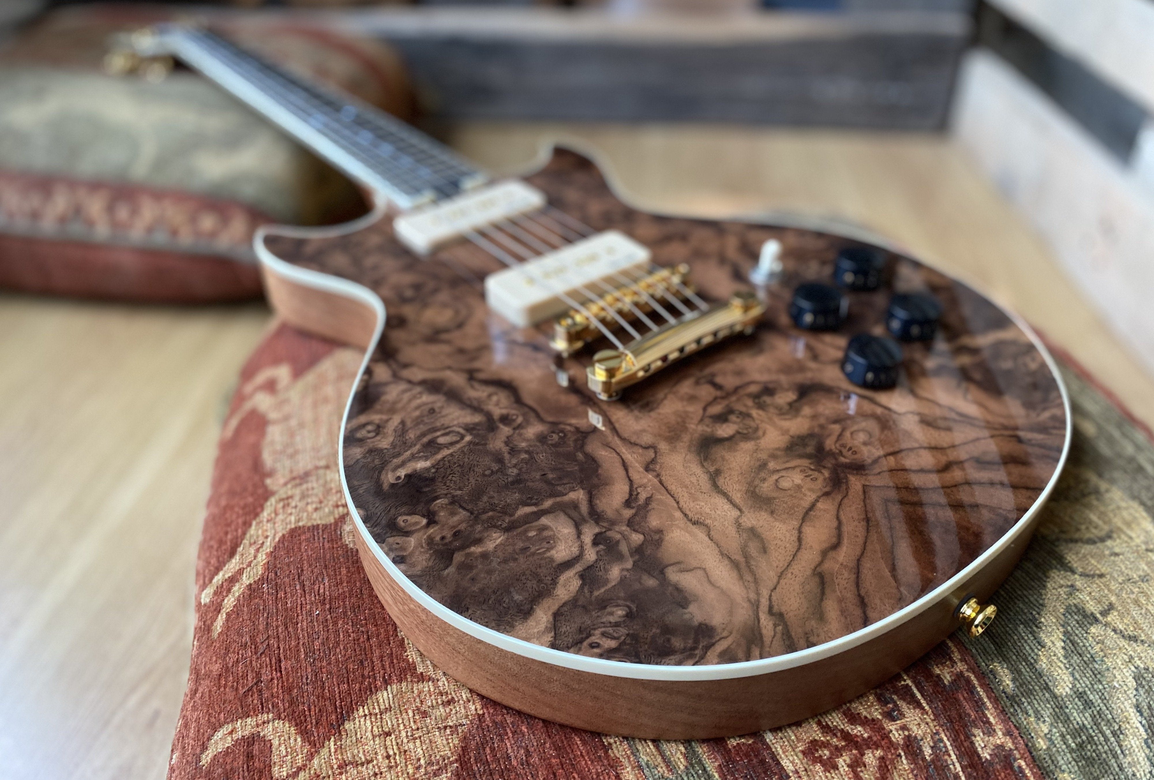 Gordon Smith GS Deluxe Burled Walnut P90 Custom, Electric Guitar for sale at Richards Guitars.