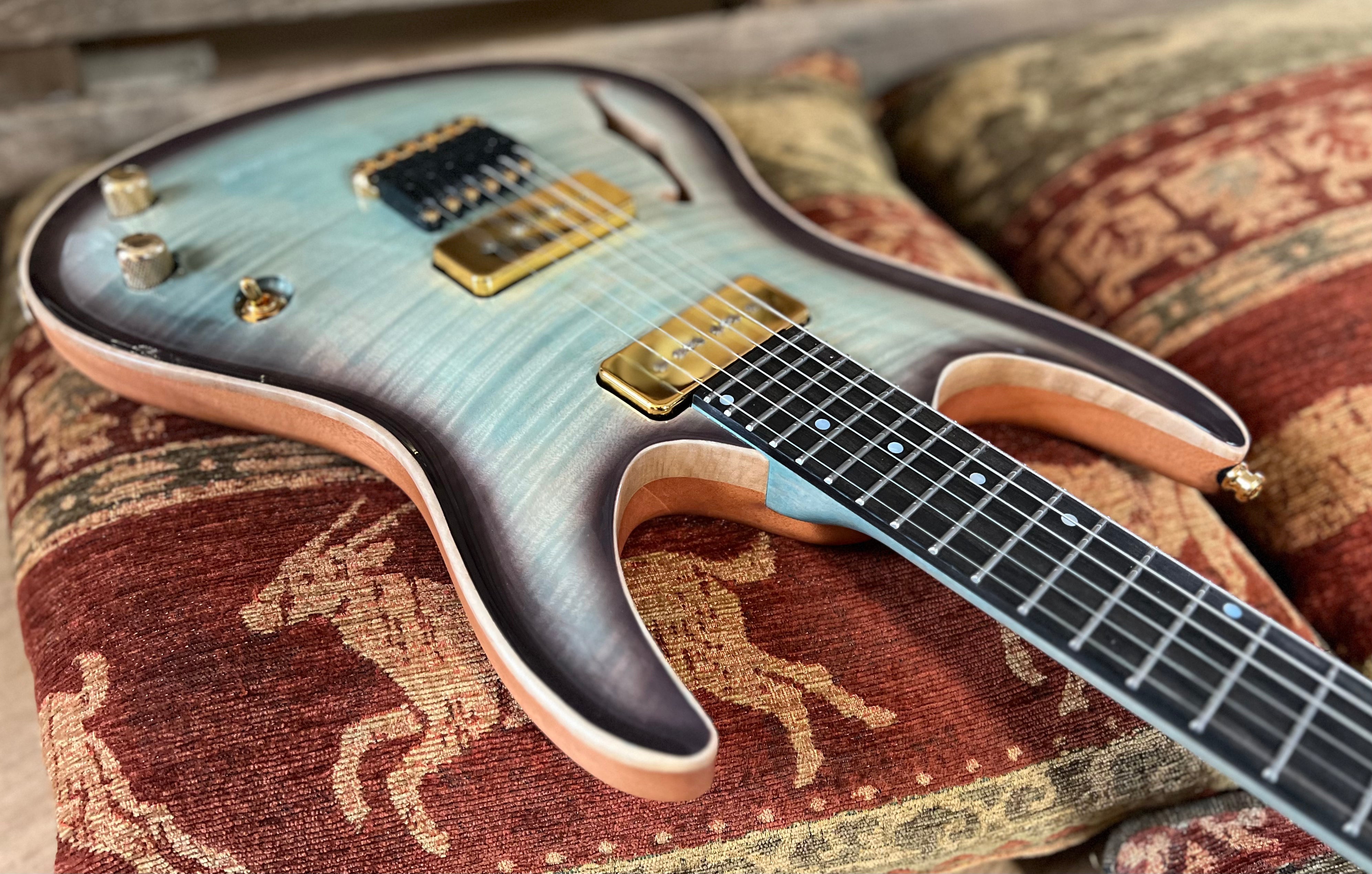 Valenti Nebula Carved Semi Hollow P90, Electric Guitar for sale at Richards Guitars.