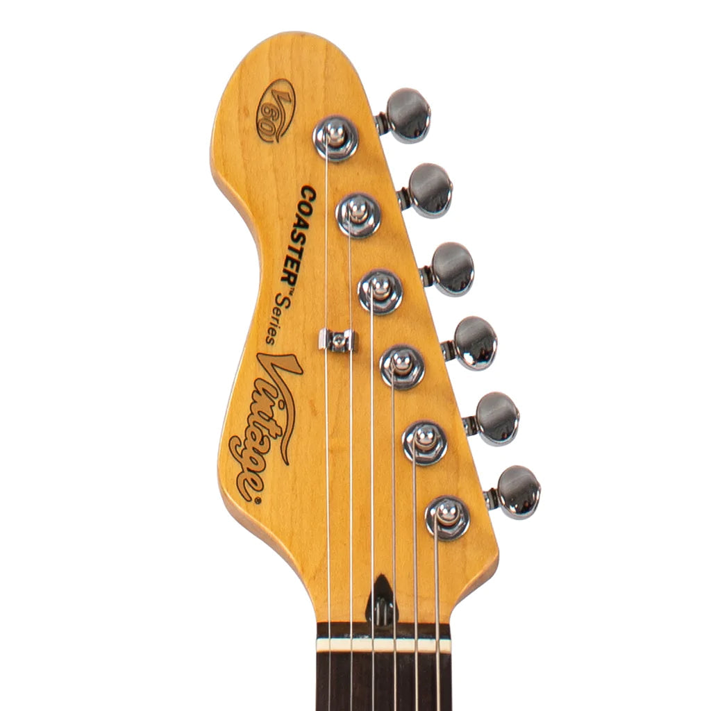 Vintage V60 Coaster Series Electric Guitar Pack ~ Left Hand Gloss Black, Electric Guitar for sale at Richards Guitars.