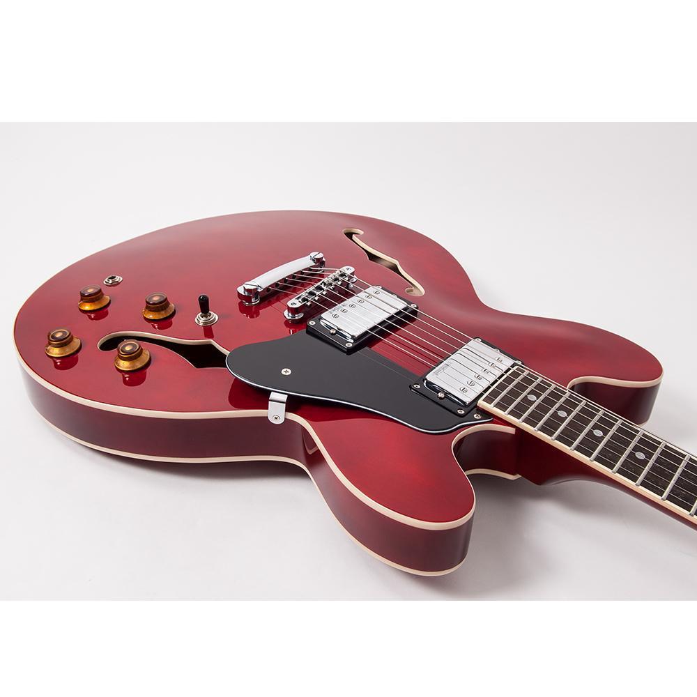 Vintage VSA500 ReIssued Semi Acoustic Guitar ~ Cherry Red, Electric Guitar for sale at Richards Guitars.