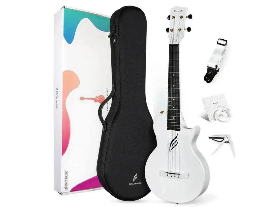 Enya Nova UE Pro White Nova U Pro Electro Tenor Ukulele (includes accessories) - Richards Guitars Of Stratford Upon Avon