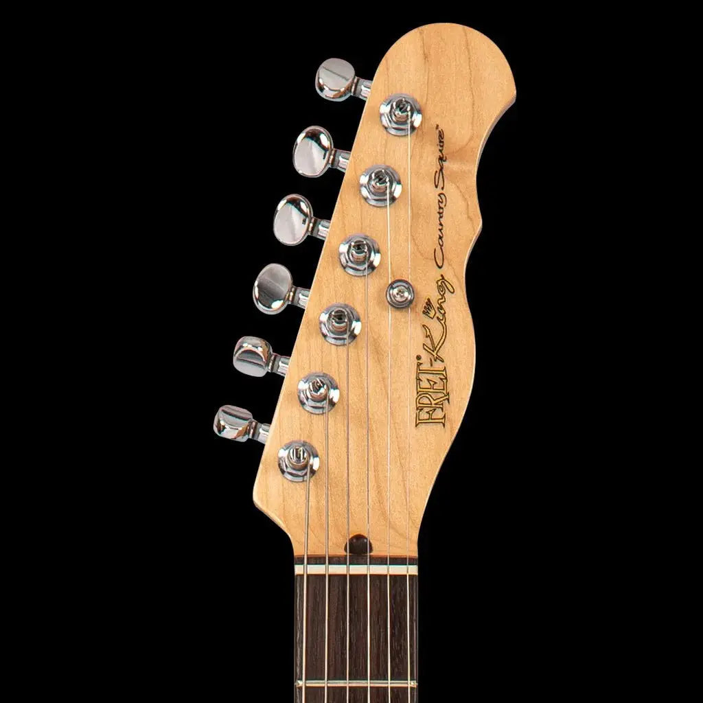 FRET KING COUNTRY SQUIRE MUSIC ROW - GLOSS BLACK (Includes Our £85 Pro Setup Free) - Richards Guitars Of Stratford Upon Avon