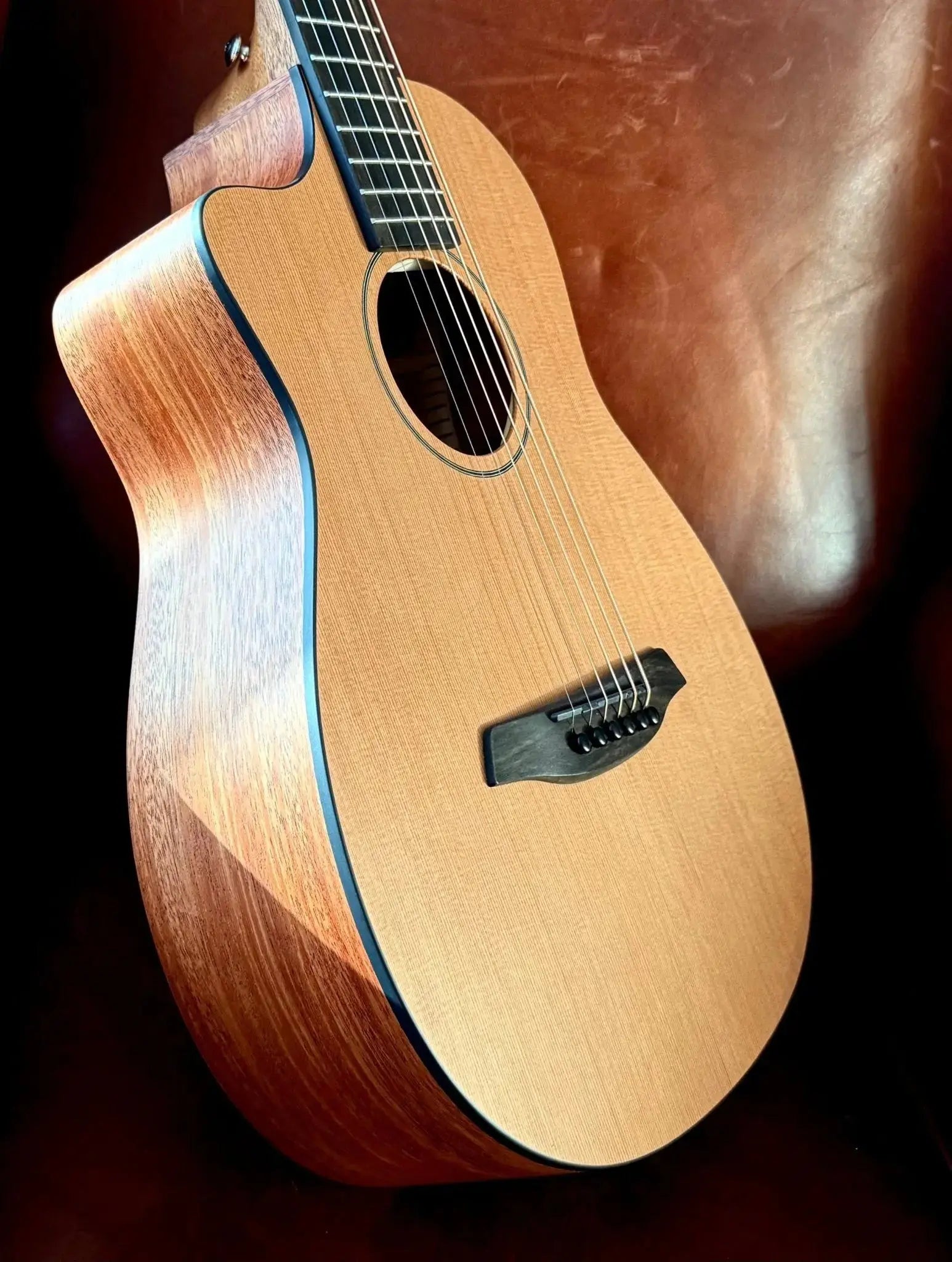 Furch Pioneer CM: Western red cedar top with African mahogany back and sides (Furch Mini / Travel Guitar) (2025 CNR Active Upgrade Model) - Richards Guitars Of Stratford Upon Avon