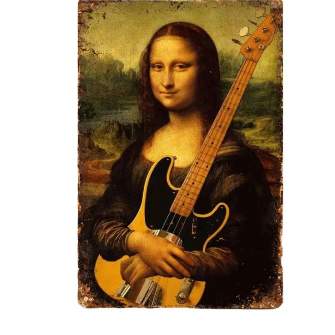Guitar Wall Art "Mona Lisa On Bass" - Wall / Desktop Artwork - Richards Guitars Of Stratford Upon Avon