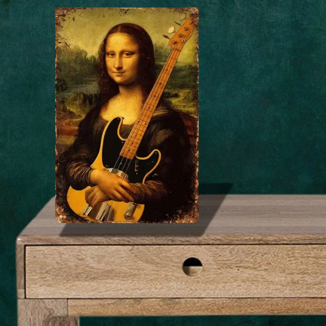 Guitar Wall Art "Mona Lisa On Bass" - Wall / Desktop Artwork - Richards Guitars Of Stratford Upon Avon